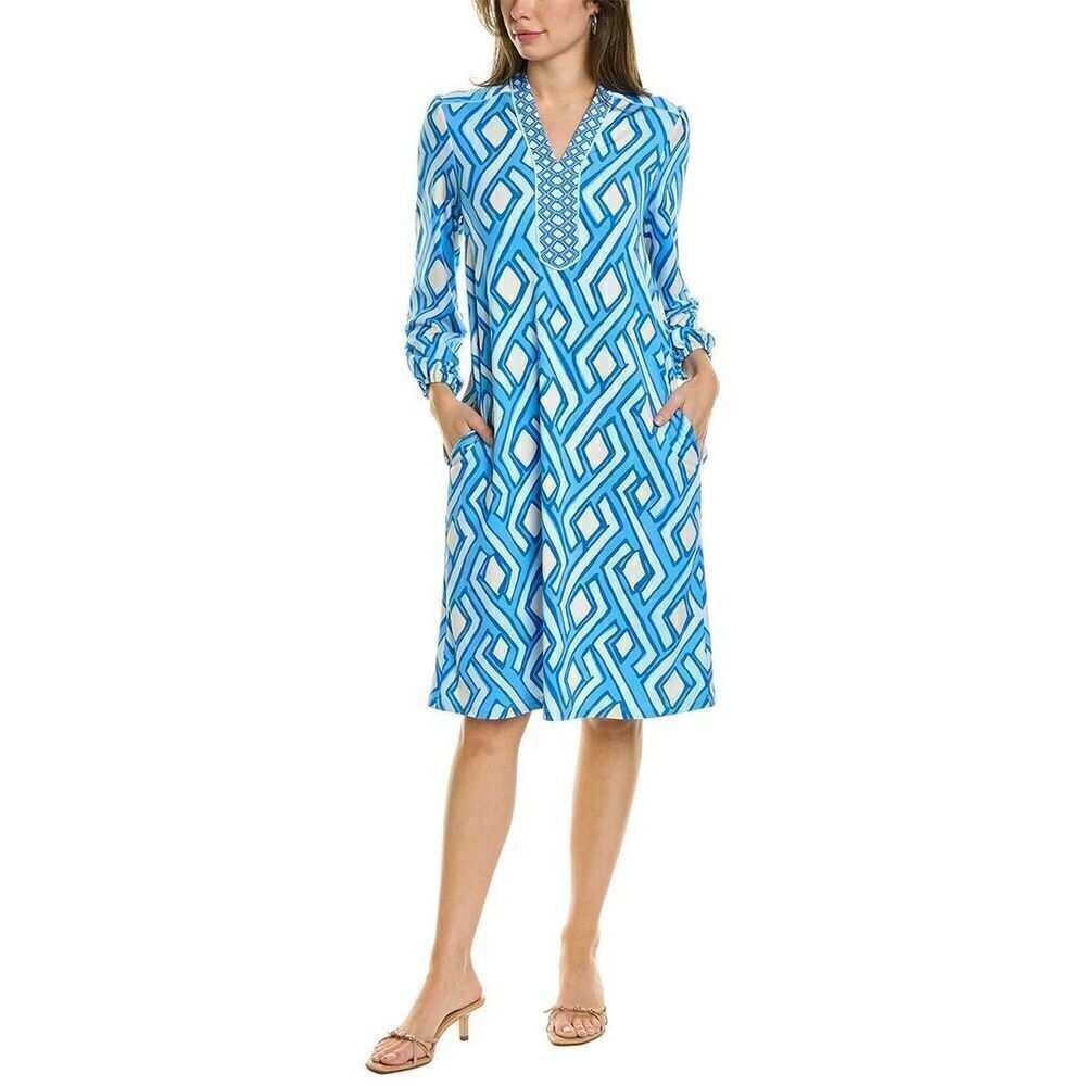 J. McLaughlin Emer Dress Blue Size Small Stretch